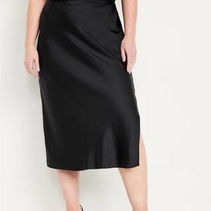 High-Waisted Satin Midi Slip Skirt LNWOT